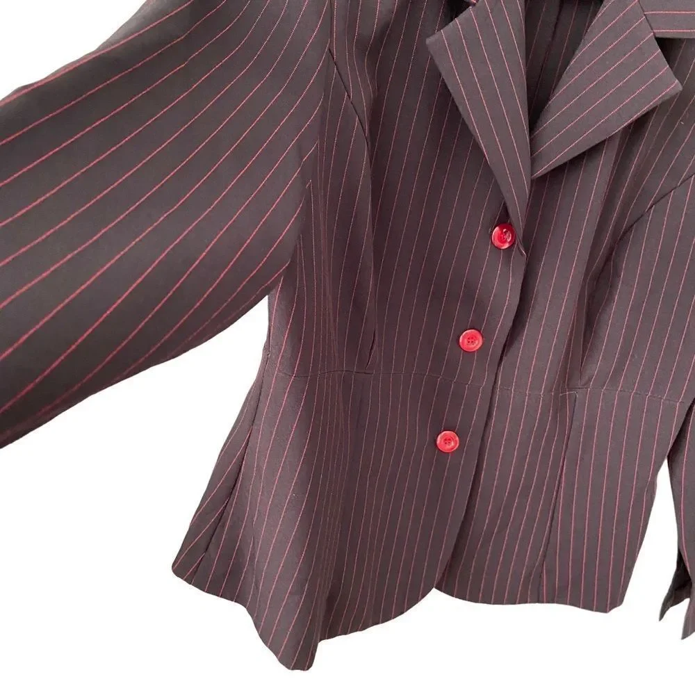 Vintage S.L. Fashions Made in USA Stripped Blazer in Size 16